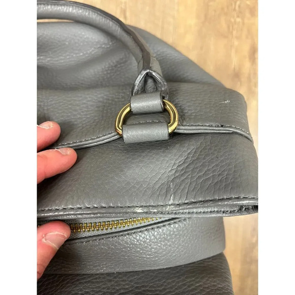 Aimee Kestenberg Leather Snakeskin Print Shoulder Bag Purse Gray 12X15 Gold Tone - Picture 5 of 16